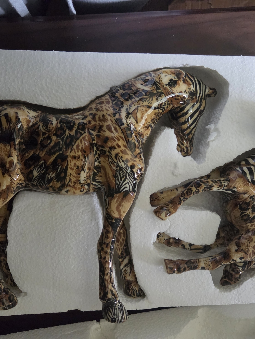 Decorative Leopard-Print Horse Figurine - Brown